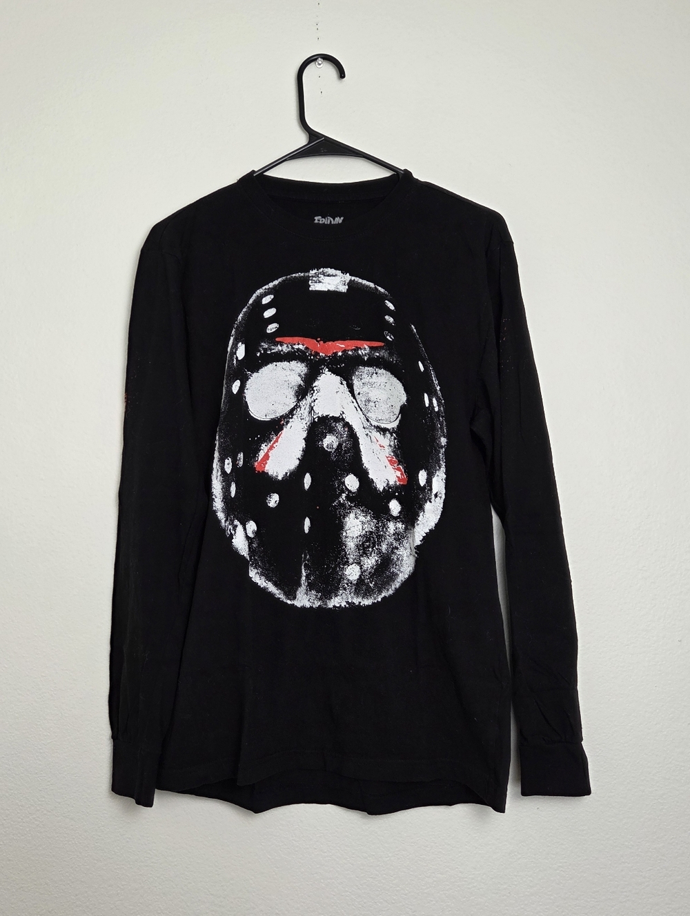 Friday the 13th Jason Hockey Mask Men's Black Long Sleeve Shirt Size Small